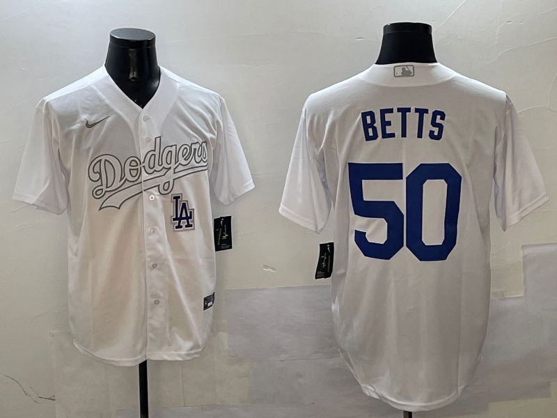 Men Los Angeles Dodgers 50 Betts White Fashion Edition Game 2025 Nike MLB Jersey style 12